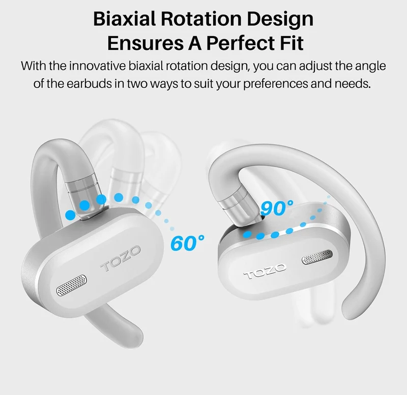True Open Ear Wireless Lightweight w/ Multi-Angle, Dual-Axis Design for Long-Lasting Comfort - White