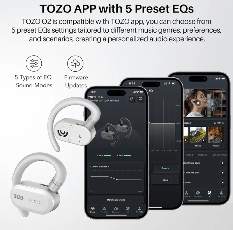 True Open Ear Wireless Lightweight w/ Multi-Angle, Dual-Axis Design for Long-Lasting Comfort - White