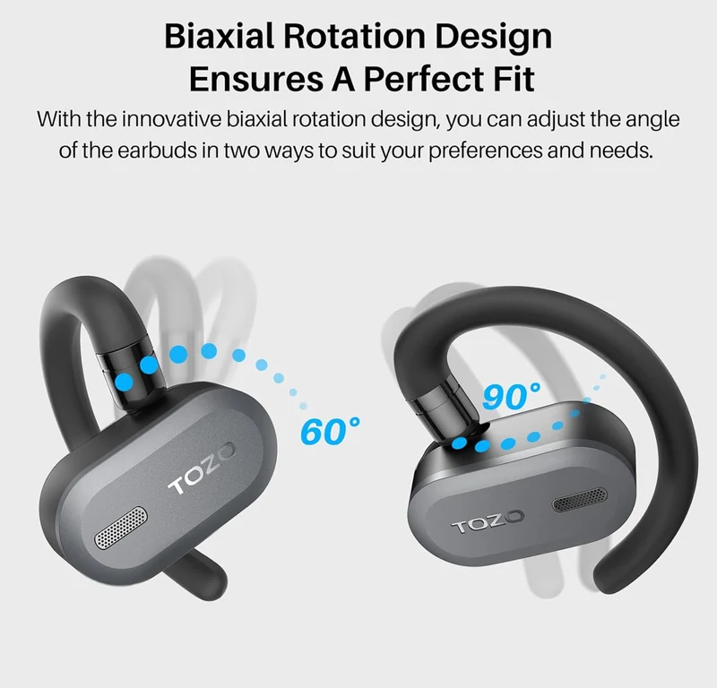 True Open Ear Wireless Lightweight w/ Multi-Angle, Dual-Axis Design for Long-Lasting Comfort - Black