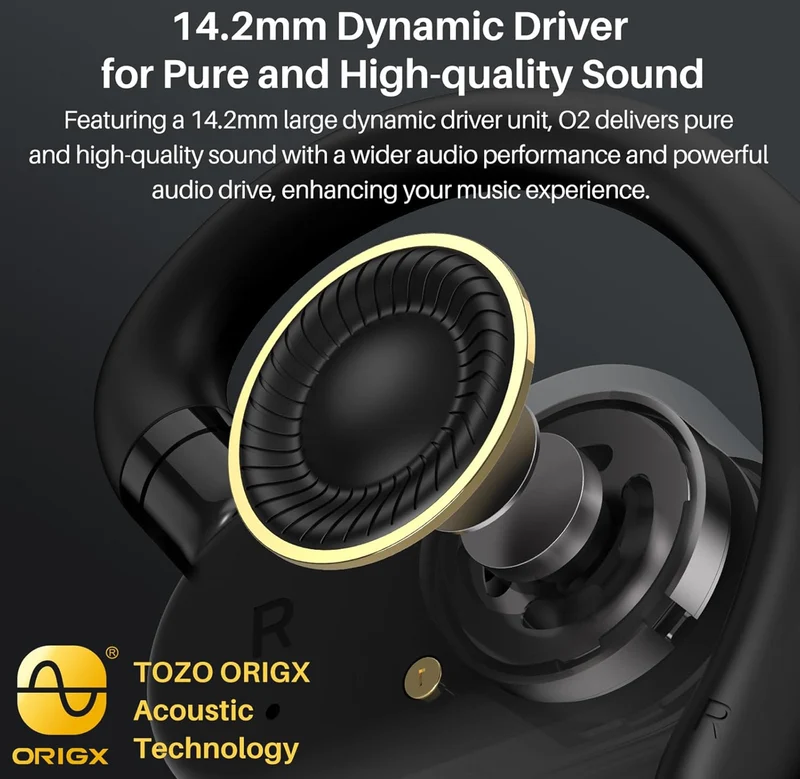 True Open Ear Wireless Lightweight w/ Multi-Angle, Dual-Axis Design for Long-Lasting Comfort - Black