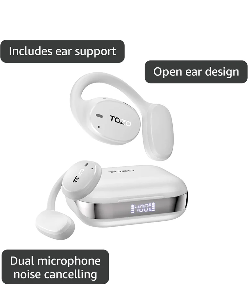Open Ear Earbuds Bluetooth, AI Translation w/ Real-Time 100+ Languages Translation - White