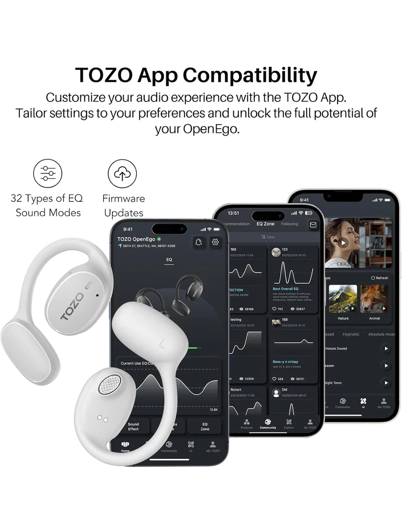 Open Ear Earbuds Bluetooth, AI Translation w/ Real-Time 100+ Languages Translation - White