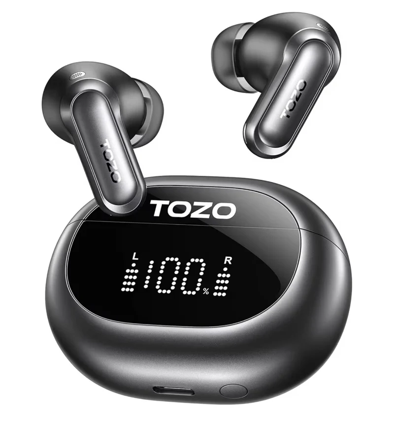 NC20 Active Noise Cancelling Wireless Earbuds, LDAC Hi-Res Sound Bluetooth, 80H Playtime, Dual Pairing, 32 EQ via App, IPX8 Waterproof - Wireless Charging Case