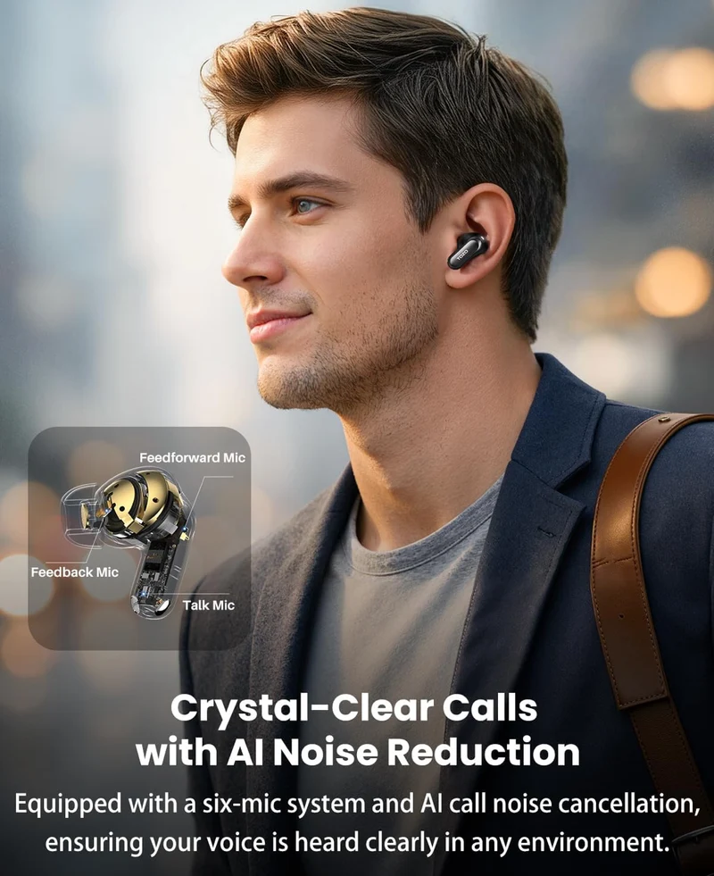 Pro Active Noise Cancelling Wireless Earbuds w/ Smart Touch Screen, LDAC Hi-Res Audio, Stereo Bass,IPX8 Waterproof - Wireless Charging