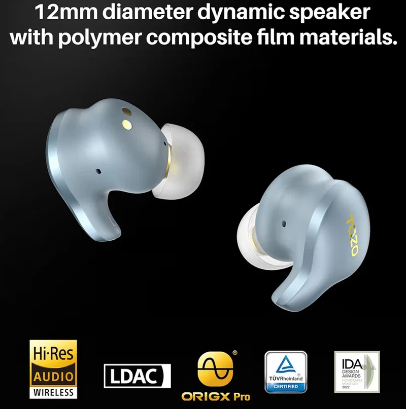 Golden X1 Wireless Earbuds Balanced Armature Driver and Hybrid Dynamic OrigX Pro, LDAC & Hi-Res Audio Wireless, Noise Cancellation - Blue