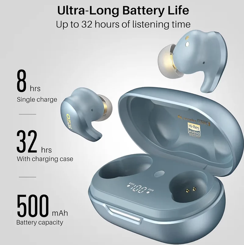 Golden X1 Wireless Earbuds Balanced Armature Driver and Hybrid Dynamic OrigX Pro, LDAC & Hi-Res Audio Wireless, Noise Cancellation - Blue