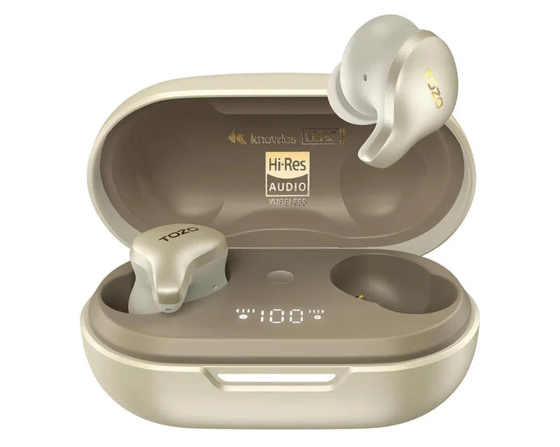 Golden X1 Wireless Earbuds Balanced Armature Driver and Hybrid Dynamic OrigX Pro, LDAC & Hi-Res Audio Wireless, Noise Cancellation - Champagne