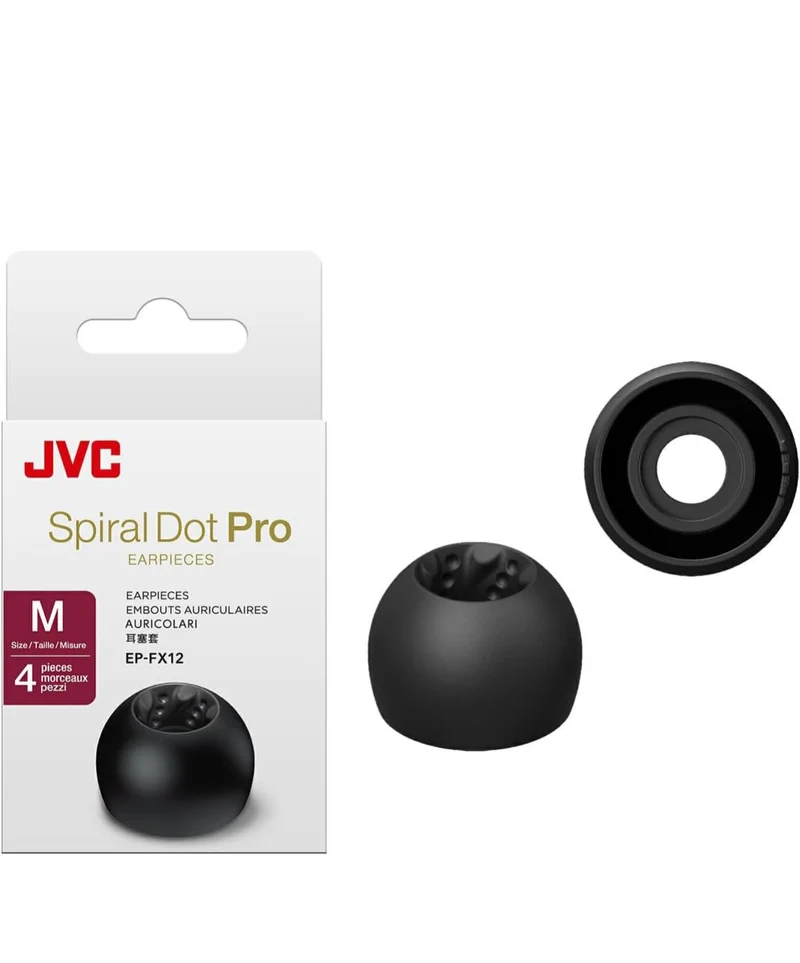 JVC EPFX12 Spiral Dot Pro Earpieces – 2 Set of (4) Ear Tips, Sizes Small Through Large, Fits Many JVC Models (Medium 12mm)