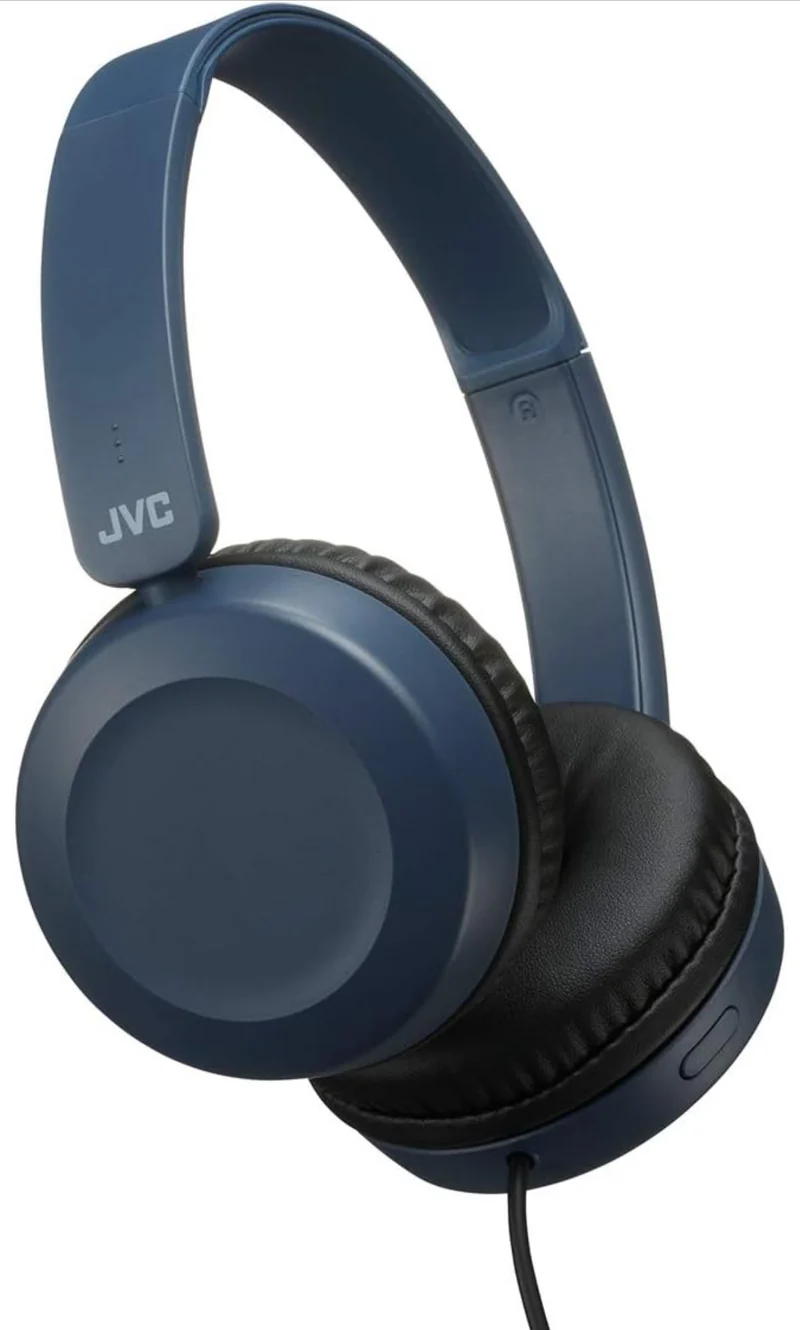 JVC Lightweight On Ear Headphones with Powerful Sound, Integrated Remote & Mic for Smartphones - HAS31MA (Blue), Medium