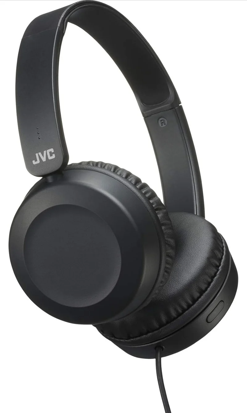 JVC Lightweight On Ear Headphones with Powerful Sound, Integrated Remote & Mic for Smartphones - HAS31MB (Black), Medium