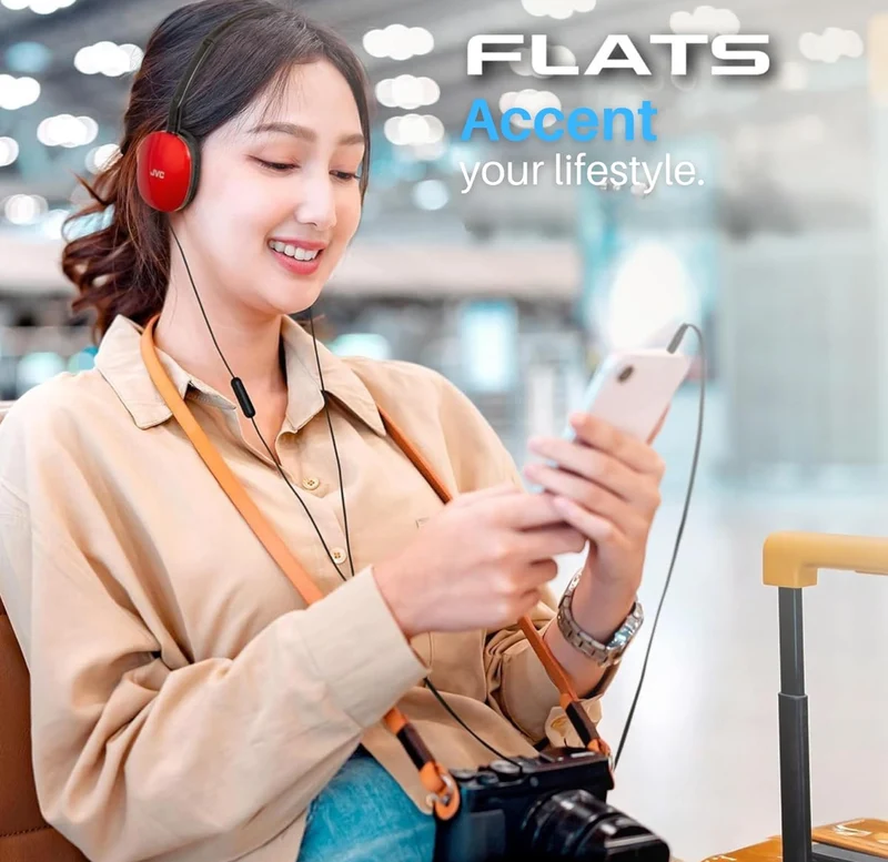 JVC Flats On-Ear Wired Headphones - Flat Foldable Design - 30mm Driver for Powerful Sound - Soft Ear-Pads for Comfort – Steel Headband - Lightweight & Portable - 3.5mm Slim Plug - HAS160M