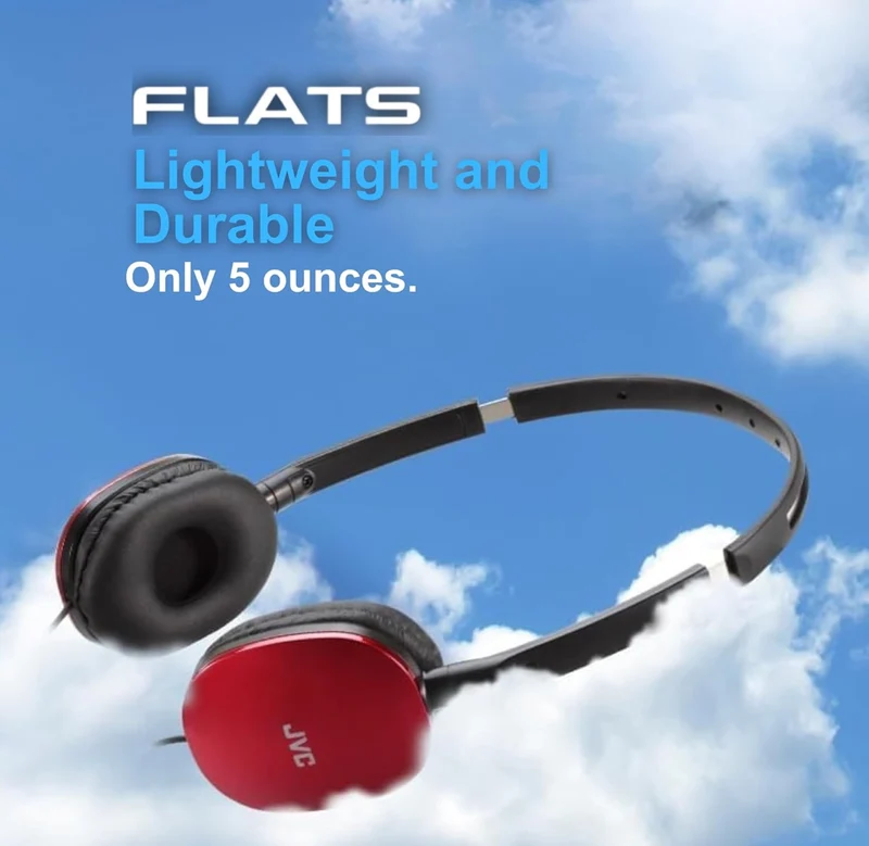 JVC Flats On-Ear Wired Headphones - Flat Foldable Design - 30mm Driver for Powerful Sound - Soft Ear-Pads for Comfort – Steel Headband - Lightweight & Portable - 3.5mm Slim Plug - HAS160M