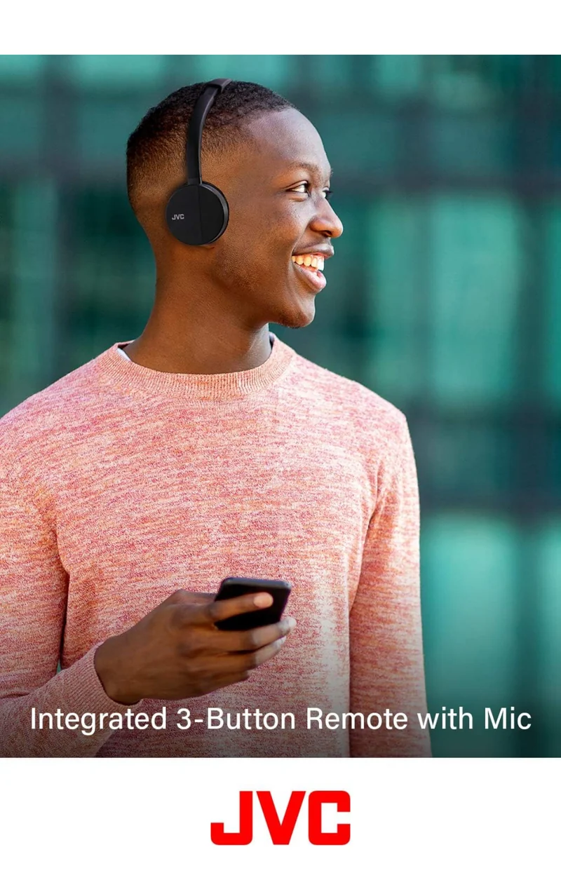 JVC HA-S23W Wireless Headphones - On Ear Bluetooth Headphones, Foldable Flat Design, 17-Hour Long Battery Life (Black)