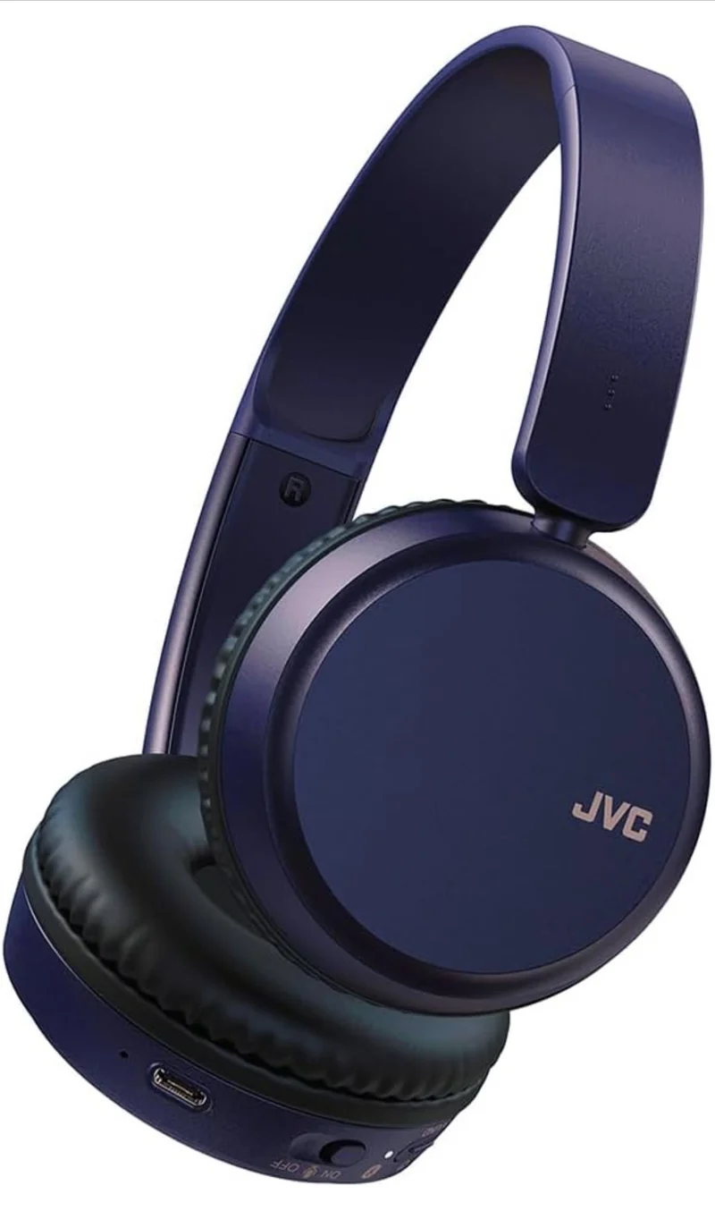 JVC Deep Bass Wireless Headphones, Bluetooth 5.2, Built-in EQ (Bass/Clear/Normal), Multi-Point Connection, Voice Assistant Compatible, 35 Hour Battery Life - HAS36WA (Blue), Small