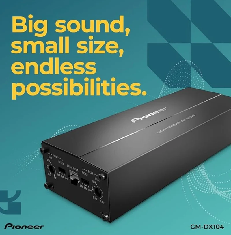 Pioneer GM-DX104 4-Channel Class D Bridgeable Car Amplifier – 400W Max Power, 45W RMS