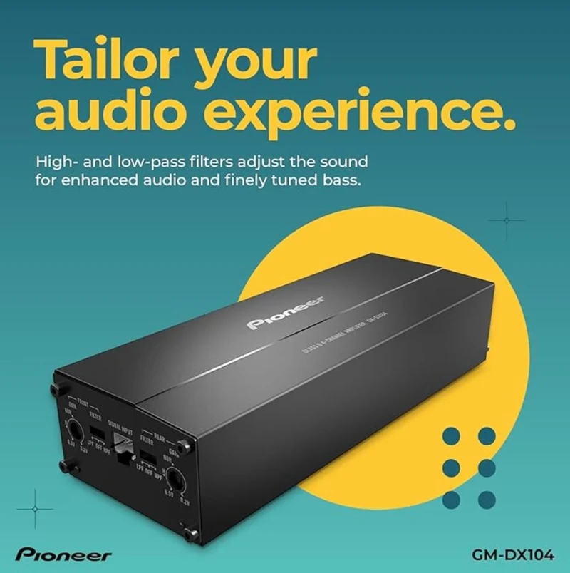 Pioneer GM-DX104 4-Channel Class D Bridgeable Car Amplifier – 400W Max Power, 45W RMS