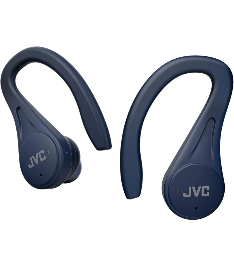 JVC Sport True Wireless Earbuds Headphones, Lightweight and Compact, Long Battery Life (up to 30 Hours), Sound with Neodymium Magnet Driver, Water Resistance (IPX5) - HAEC25TA (Blue)