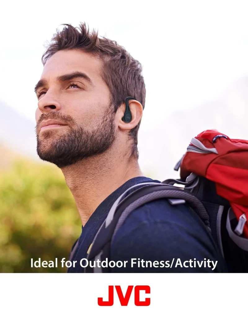 JVC Sport True Wireless Earbuds Headphones, Lightweight and Compact, Long Battery Life (up to 30 Hours), Sound with Neodymium Magnet Driver, Water Resistance (IPX5) - HAEC25TA (Blue)