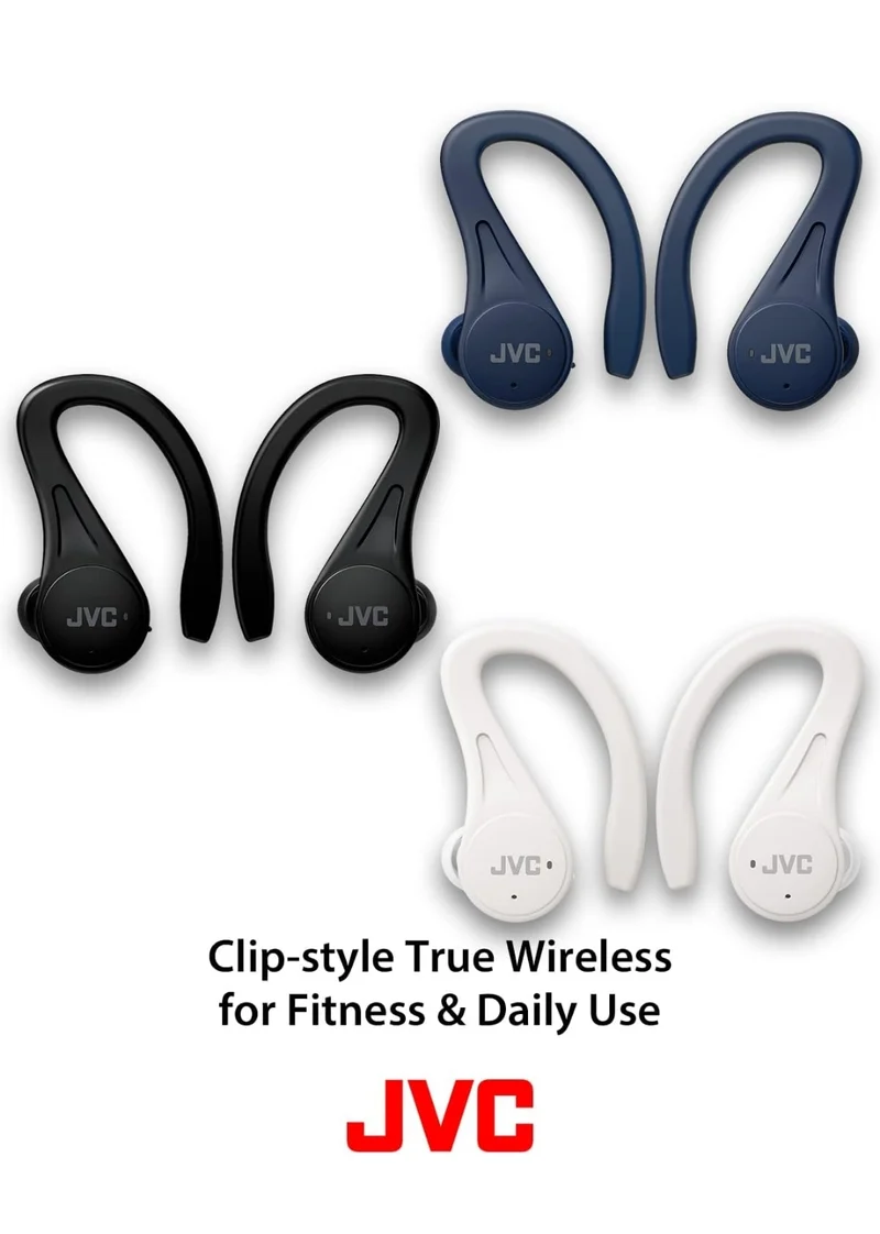 JVC Sport True Wireless Earbuds Headphones, Lightweight and Compact, Long Battery Life (up to 30 Hours), Sound with Neodymium Magnet Driver, Water Resistance (IPX5) - HAEC25TW (White)