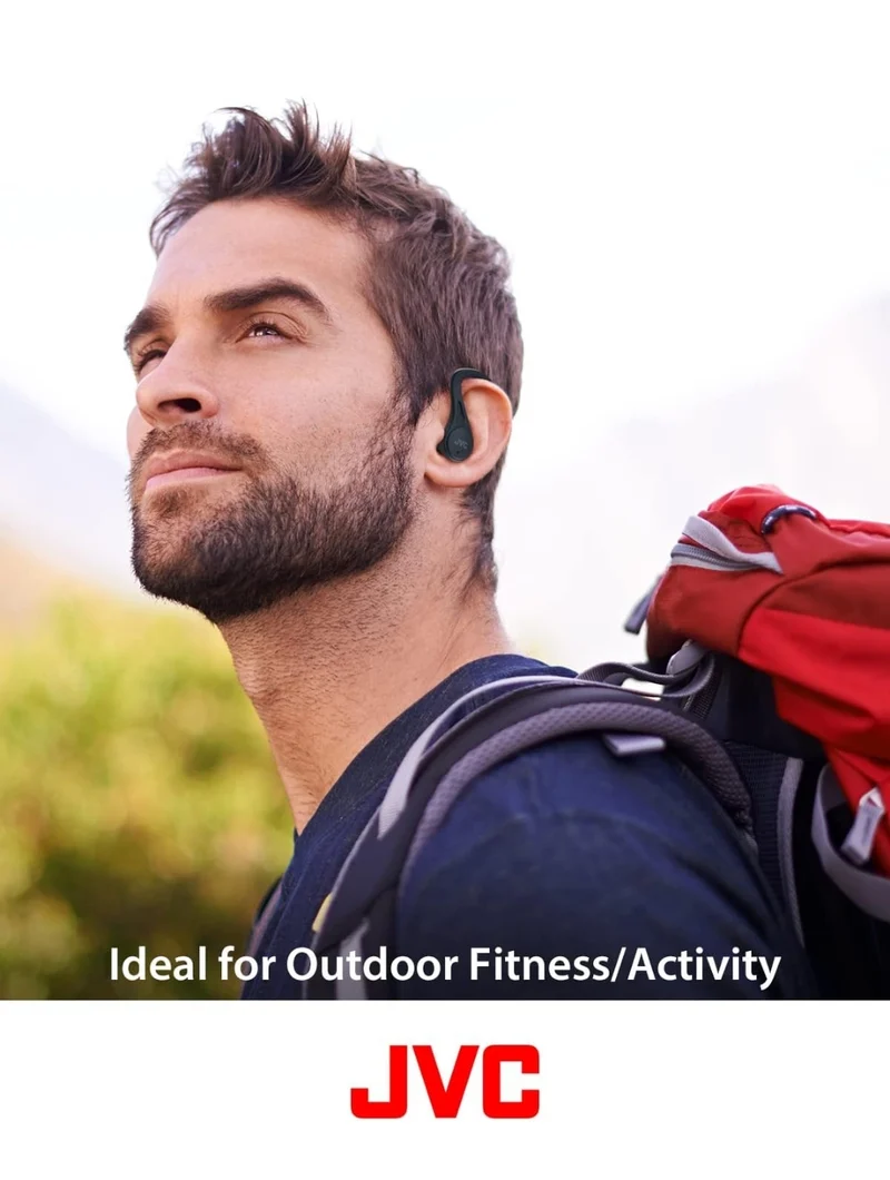 JVC Sport True Wireless Earbuds Headphones, Lightweight and Compact, Long Battery Life (up to 30 Hours), Sound with Neodymium Magnet Driver, Water Resistance (IPX5) - HAEC25TW (White)