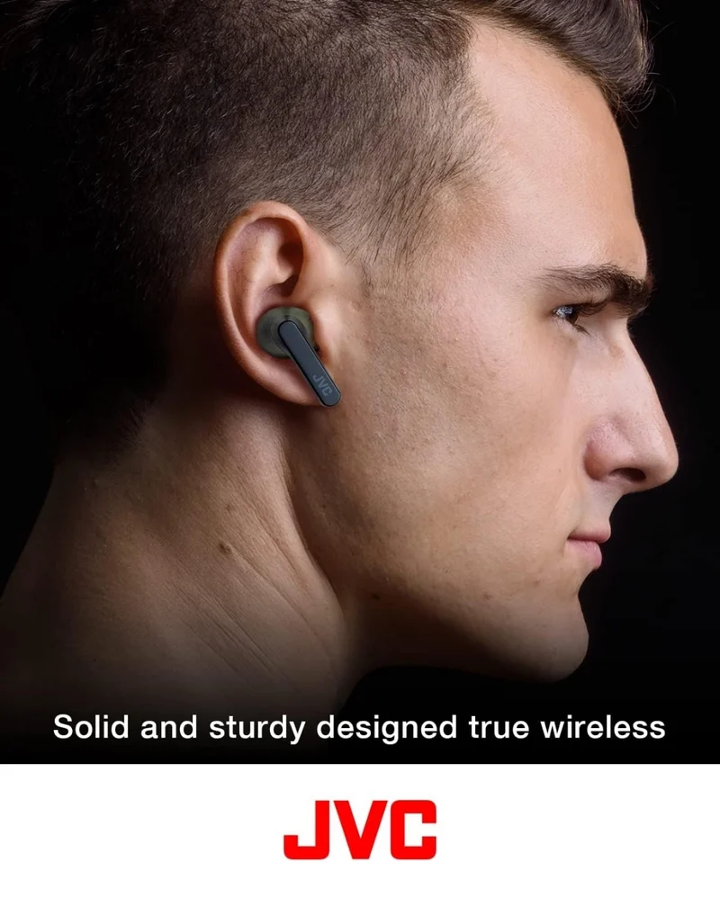 JVC RIPTIDZ True Wireless Headphones with Touch Sensor Operation, Single Ear use, IPX5, Bluetooth 5.1, Long Battery Life (up to 30 Hours) - HAA9TA (Blue), Small
