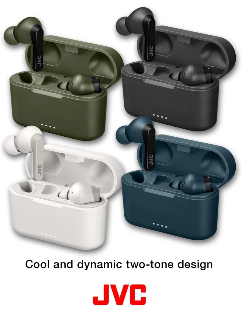 JVC RIPTIDZ True Wireless Headphones with Touch Sensor Operation, Single Ear use, IPX5, Bluetooth 5.1, Long Battery Life (up to 30 Hours) - HAA9TA (Blue), Small