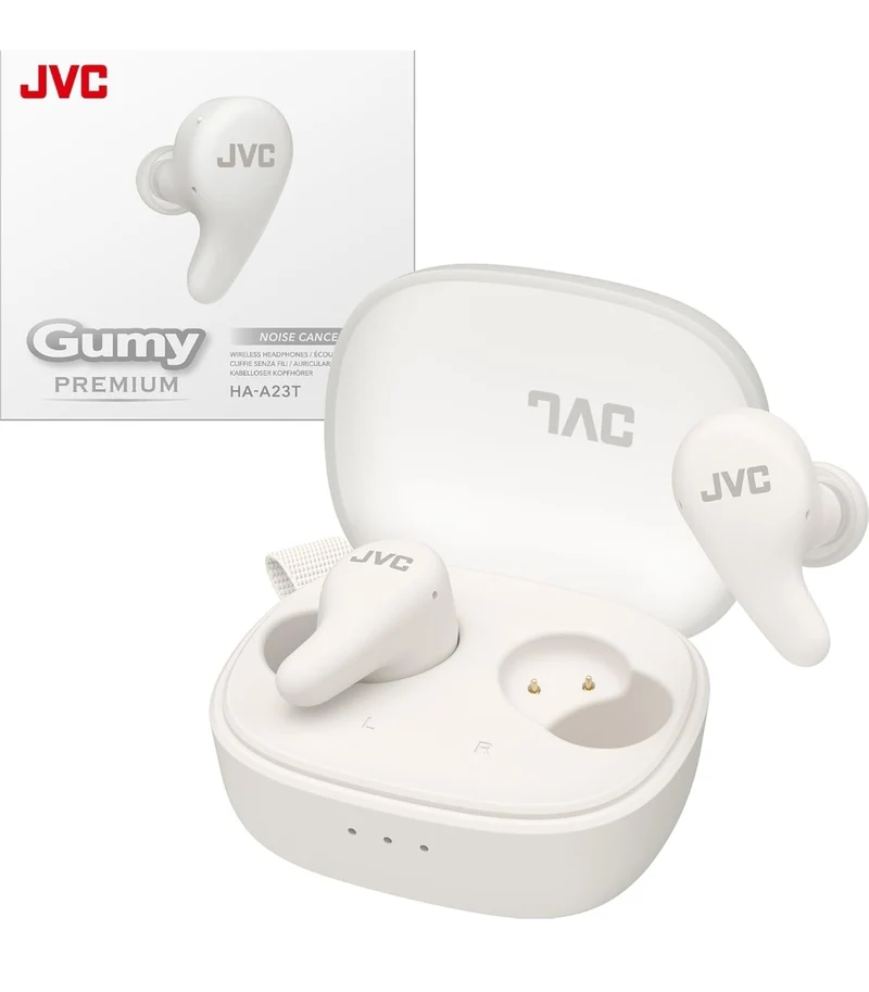 JVC Gumy Premium True Wireless Earbuds Noise Cancelling, Bluetooth 5.4 Headphones 26H Battery, ANC Ambient Mode, Gaming Low Latency, USB-C Case