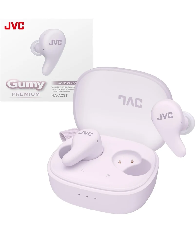 JVC Gumy Premium True Wireless Earbuds Noise Cancelling, Bluetooth 5.4 Headphones 26H Battery, ANC Ambient Mode, Gaming Low Latency, USB-C Case