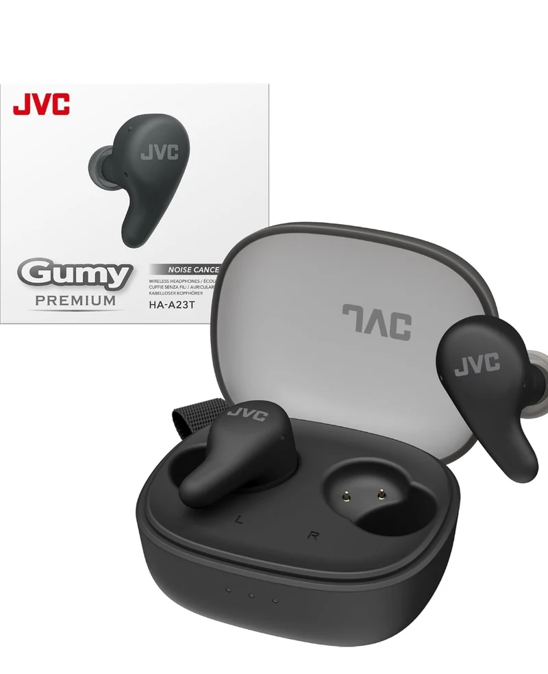 JVC Gumy Premium True Wireless Earbuds Noise Cancelling, Bluetooth 5.4 Headphones 26H Battery, ANC Ambient Mode, Gaming Low Latency, USB-C Case