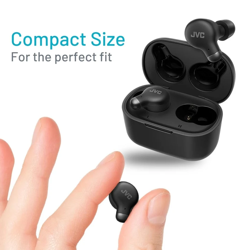 JVC Active Noise Cancelling True Wireless Earbuds - Bluetooth 5.3 with ANC - Comfortable Fit with S/M/L Silicon & Memory Foam Earpieces - IPX4 Water Resistant - 28 Hrs Playback - Compact Charging Case
