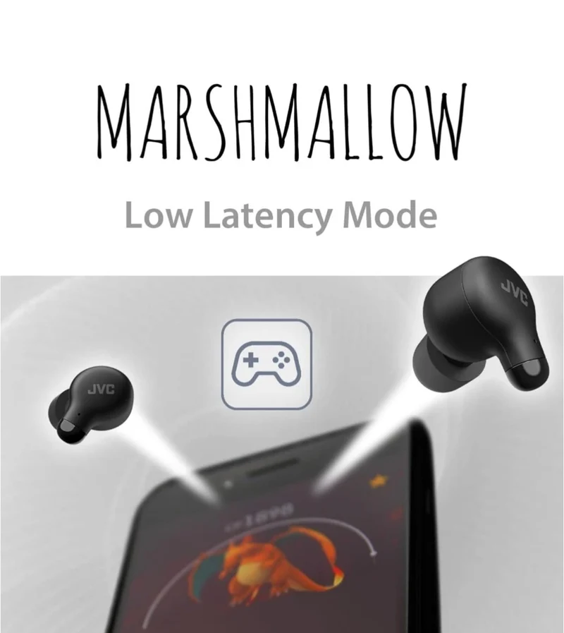 JVC Marshmallow True Wireless Bluetooth 5.3 Earbuds – 28H Battery, Memory Foam Earpieces for All-Day Comfort, IPX4 Water Resistant, Mic, Compact Case, for iPhone & Android