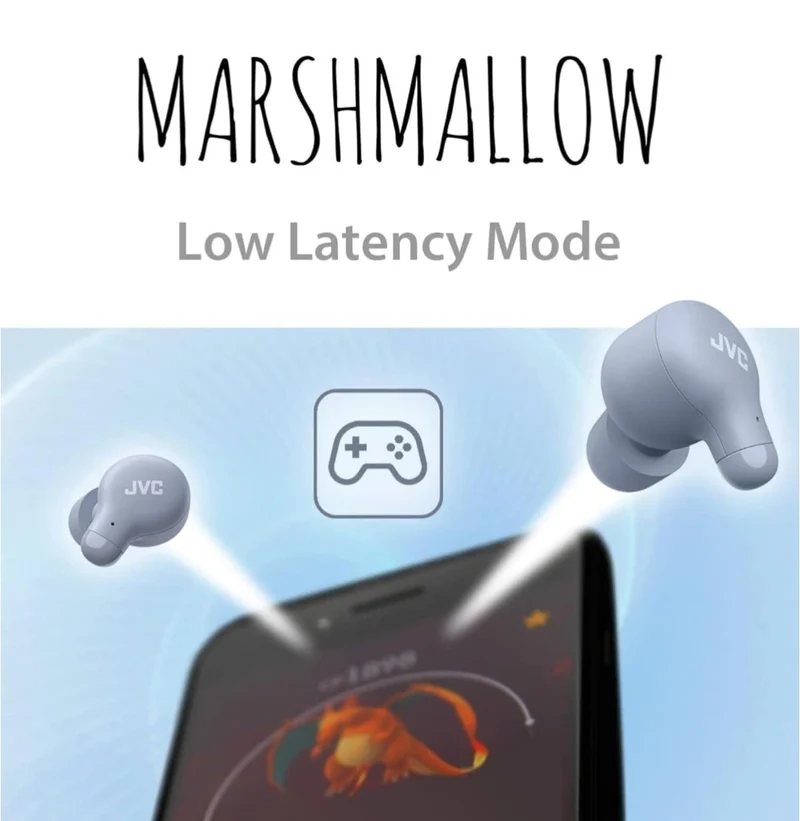 JVC Marshmallow True Wireless Bluetooth 5.3 Earbuds – 28H Battery, Memory Foam Earpieces for All-Day Comfort, IPX4 Water Resistant, Mic, Compact Case, for iPhone & Android