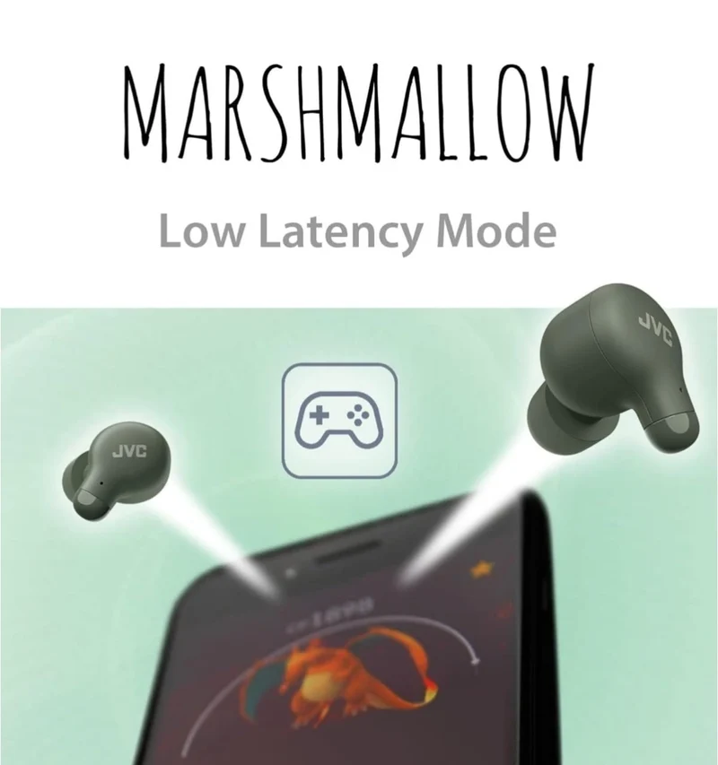JVC Marshmallow True Wireless Bluetooth 5.3 Earbuds – 28H Battery, Memory Foam Earpieces for All-Day Comfort, IPX4 Water Resistant, Mic, Compact Case, for iPhone & Android