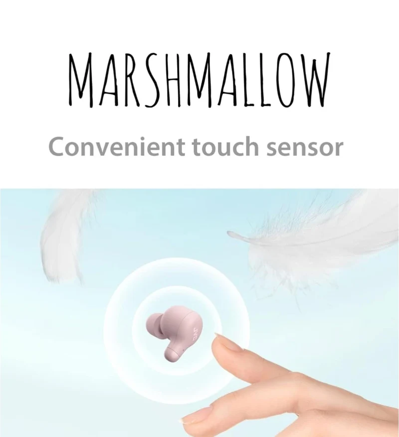 JVC Marshmallow True Wireless Bluetooth 5.3 Earbuds – 28H Battery, Memory Foam Earpieces for All-Day Comfort, IPX4 Water Resistant, Mic, Compact Case, for iPhone & Android
