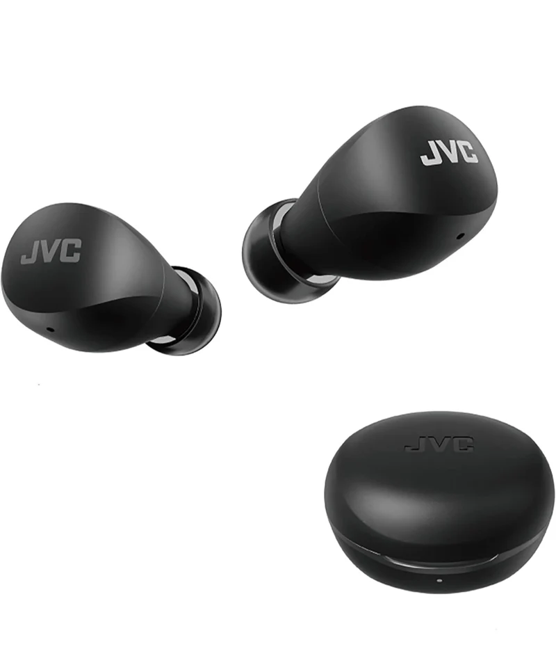 JVC Compact and Lightweight Gumy Mini True Wireless Earbuds Headphones, Long Battery Life (up to 23 Hours), Sound with Neodymium Magnet Driver, Water Resistance (IPX4) - HAA6TB (Black)