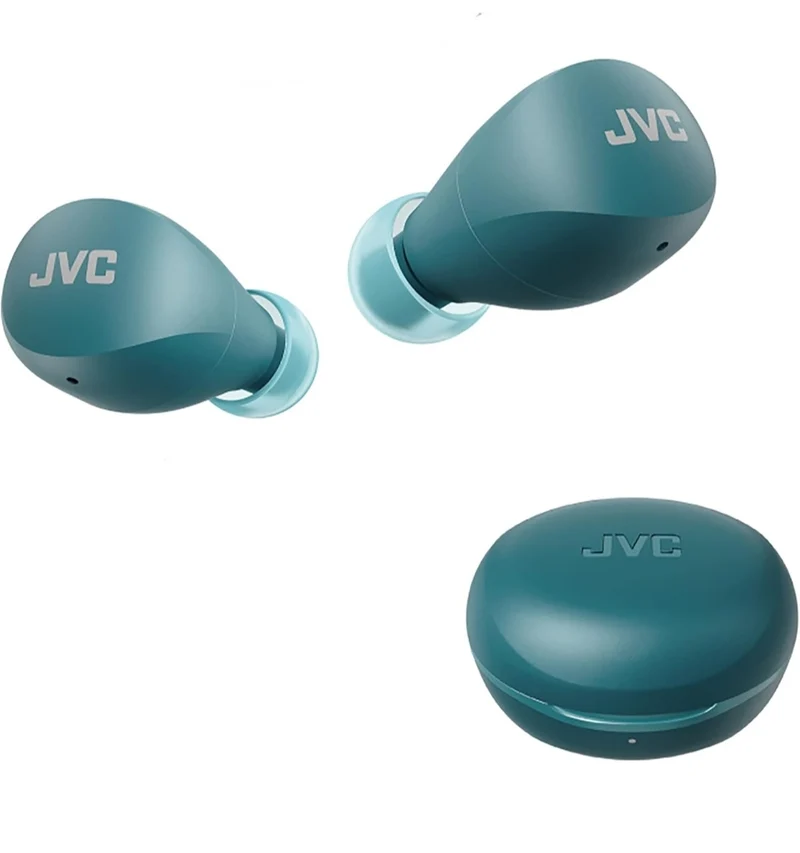 JVC Compact and Lightweight Gumy Mini True Wireless Earbuds Headphones, Long Battery Life (up to 23 Hours), Sound with Neodymium Magnet Driver, Water Resistance (IPX4) - HAA6TZ (Green)