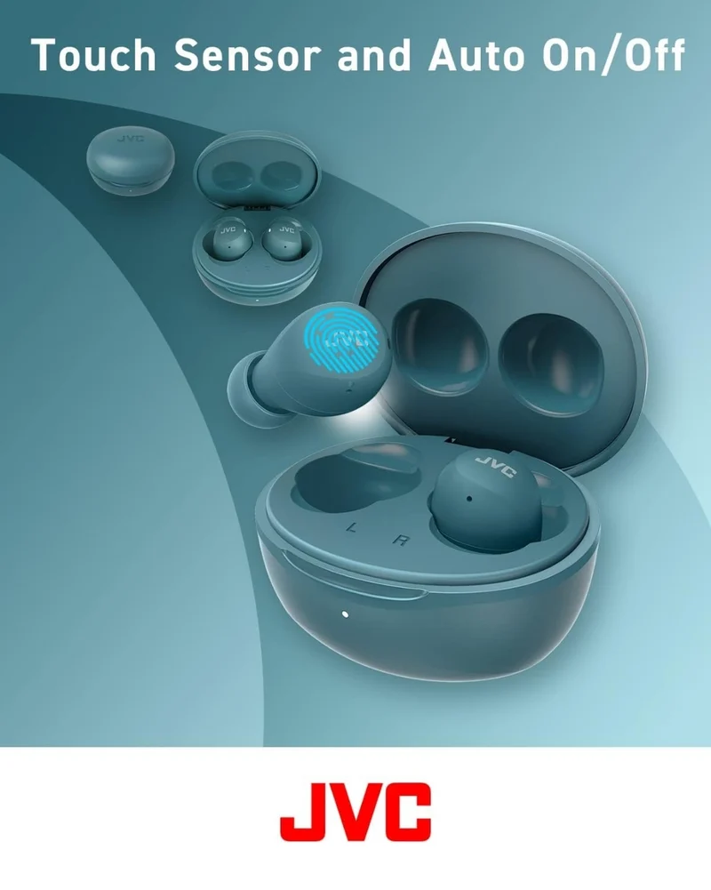 JVC Compact and Lightweight Gumy Mini True Wireless Earbuds Headphones, Long Battery Life (up to 23 Hours), Sound with Neodymium Magnet Driver, Water Resistance (IPX4) - HAA6TZ (Green)