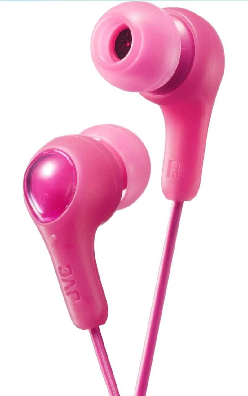 JVC Gumy in Ear Earbud Headphones, Powerful Sound, Comfortable and Secure Fit, Silicone Ear Pieces S/M/L - HAFX7P Pink, 1 Count (Pack of 1)