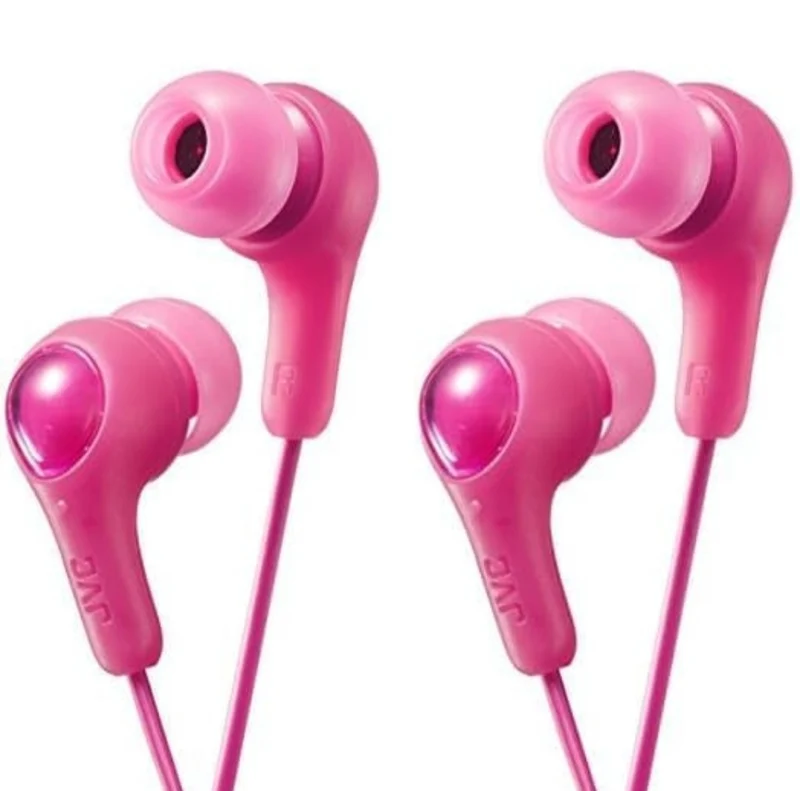 JVC Gumy in Ear Earbud Headphones, Powerful Sound, Comfortable and Secure Fit, Silicone Ear Pieces S/M/L - HAFX7P Pink, 1 Count (Pack of 2)
