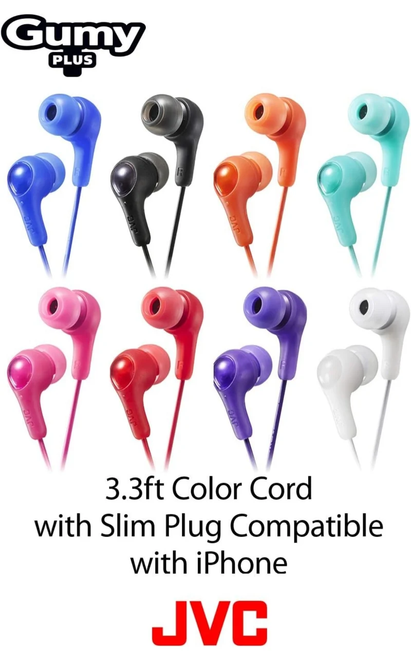 JVC Gumy in Ear Earbud Headphones, Powerful Sound, Comfortable and Secure Fit, Silicone Ear Pieces S/M/L - HAFX7P Pink, 1 Count (Pack of 2)