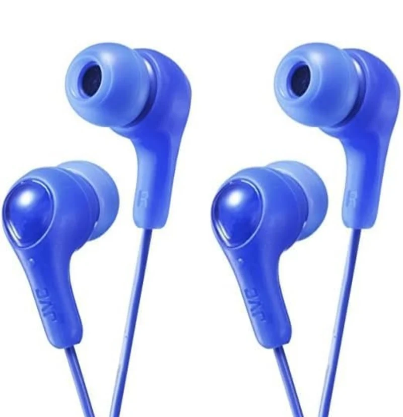 JVC Gumy in Ear Earbud Headphones, Powerful Sound, Comfortable and Secure Fit, Silicone Ear Pieces S/M/L - HAFX7A (Blue) One Size, 1 Count (Pack of 2)