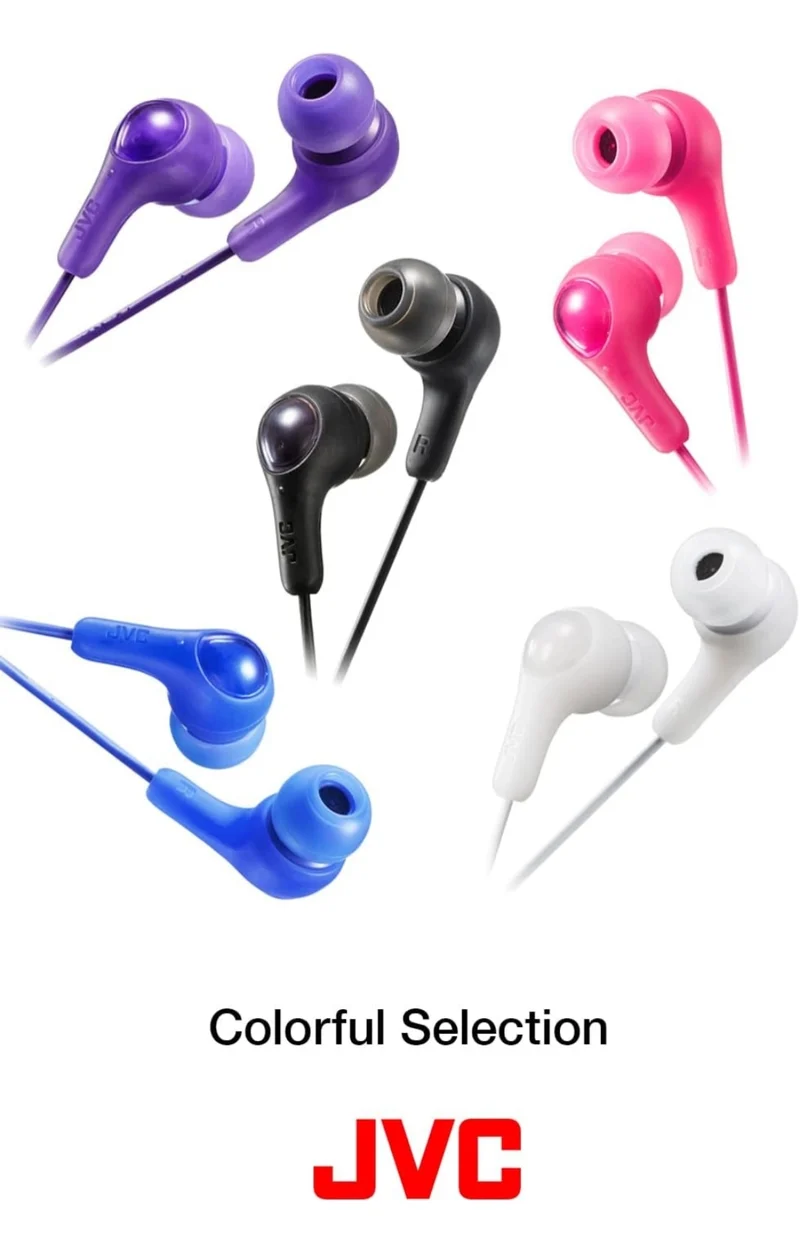 JVC Gumy in Ear Earbud Headphones, Powerful Sound, Comfortable and Secure Fit, Silicone Ear Pieces S/M/L - HAFX7W White