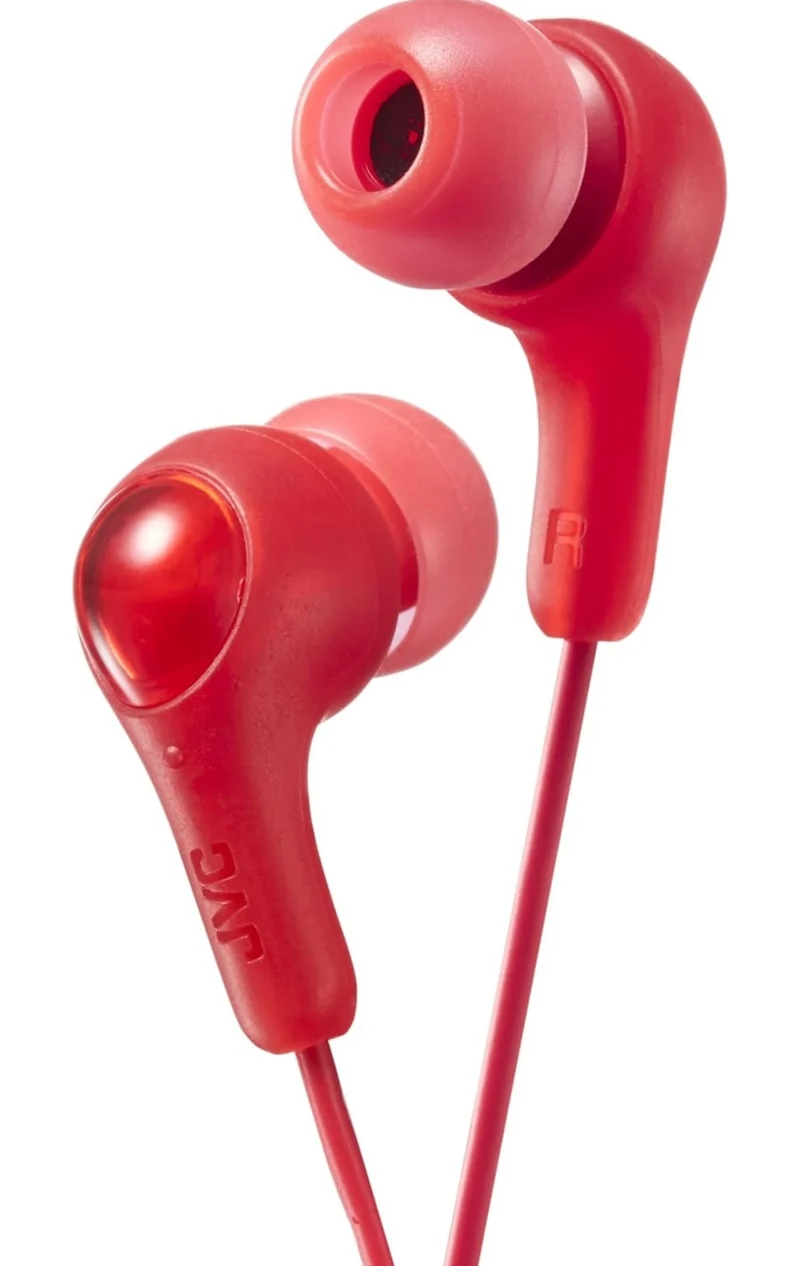 JVC Gumy in Ear Earbud Headphones, Powerful Sound, Comfortable and Secure Fit, Silicone Ear Pieces S/M/L - HAFX7R Red