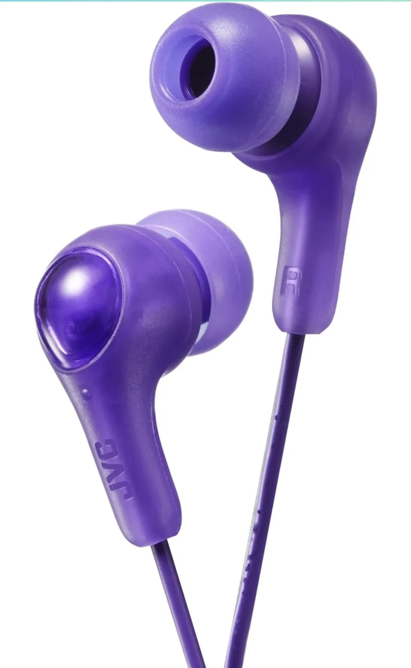 JVC Gumy in Ear Earbud Headphones, Powerful Sound, Comfortable and Secure Fit, Silicone Ear Pieces S/M/L - HAFX7V Purple, Small
