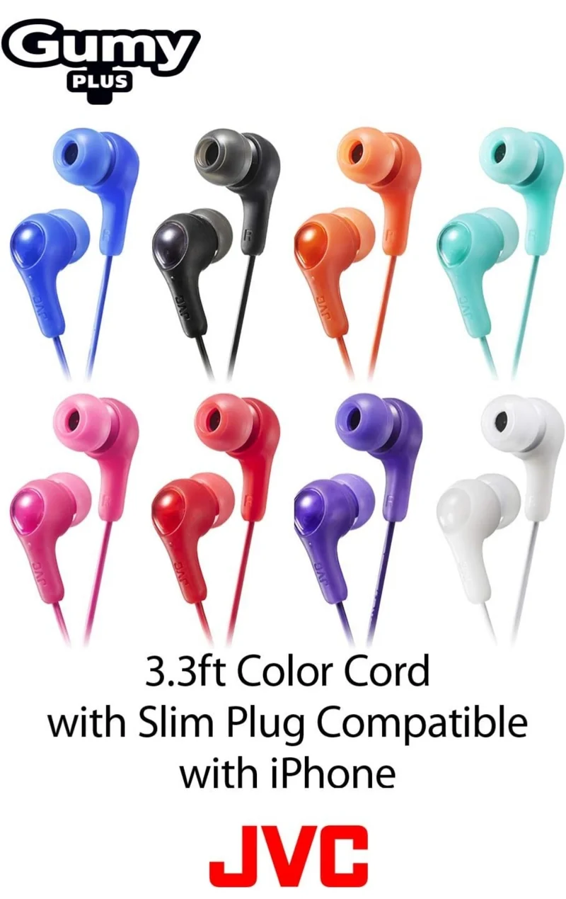 JVC Gumy in Ear Earbud Headphones, Powerful Sound, Comfortable and Secure Fit, Silicone Ear Pieces S/M/L - HAFX7G Green