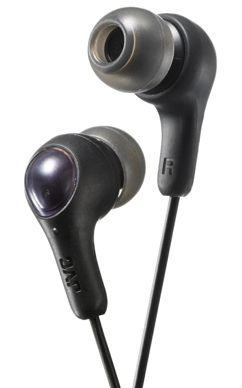 JVC Gumy in Ear Earbud Headphones, Powerful Sound, Comfortable and Secure Fit, Silicone Ear Pieces - HAFX7B Black, Small