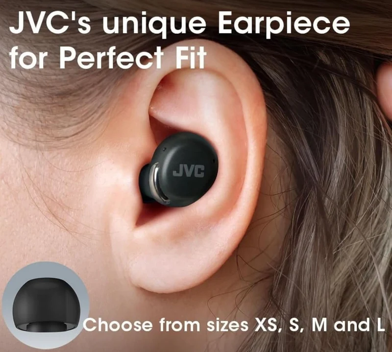 JVC True Wireless Compact Earbuds – Active Noise Cancelling - Bluetooth 5.3 Ear Buds Headphones for iPhone, Android - 27 Hr. Playback, Low Latency Mode - IPX4 Sweat/Rain Proof, Quick Charge Case, Mic