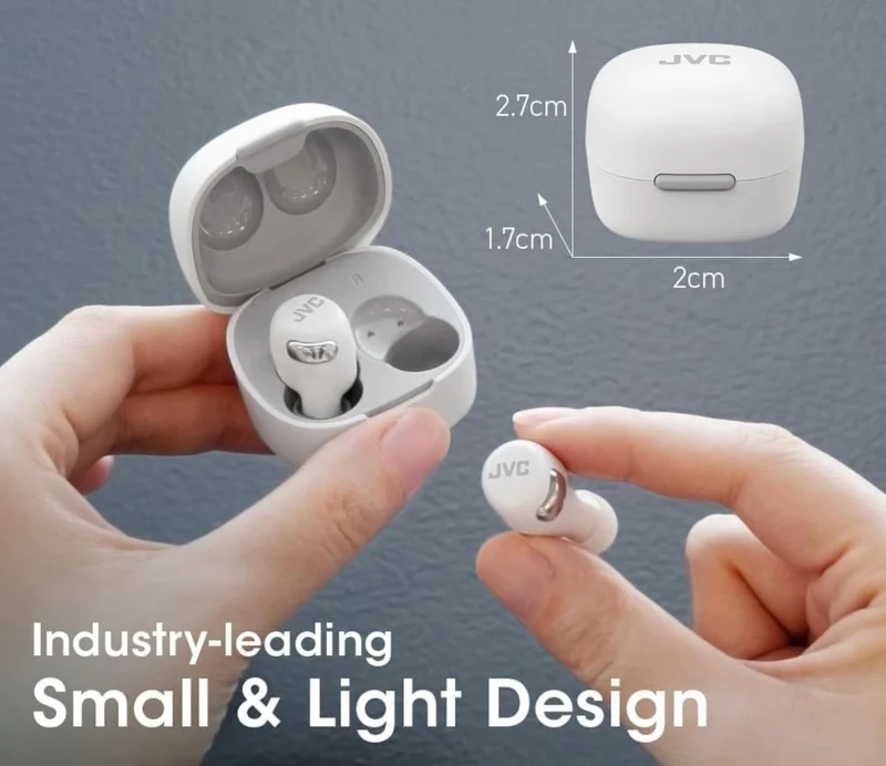 JVC True Wireless Compact Earbuds – Active Noise Cancelling - Bluetooth 5.3 Ear Buds Headphones for iPhone, Android - 27 Hr. Playback, Low Latency Mode - IPX4 Sweat/Rain Proof, Quick Charge Case, Mic
