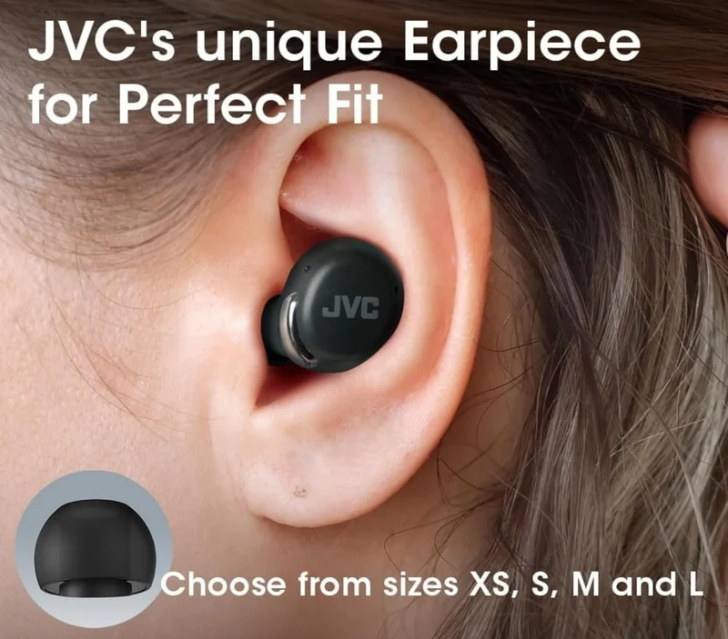 JVC True Wireless Compact Earbuds – Active Noise Cancelling - Bluetooth 5.3 Ear Buds Headphones for iPhone, Android - 27 Hr. Playback, Low Latency Mode - IPX4 Sweat/Rain Proof, Quick Charge Case, Mic
