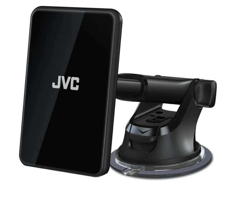 JVC KS-GC10Q Wireless Qi Charging Car Phone Mount, Dashboard Windshield Air Vent car Phone Holder, Includes Magnetic Base Plate, Compatible /w iPhone 11 Series/X/XR/8, Galaxy Note10/S10/S20 Series